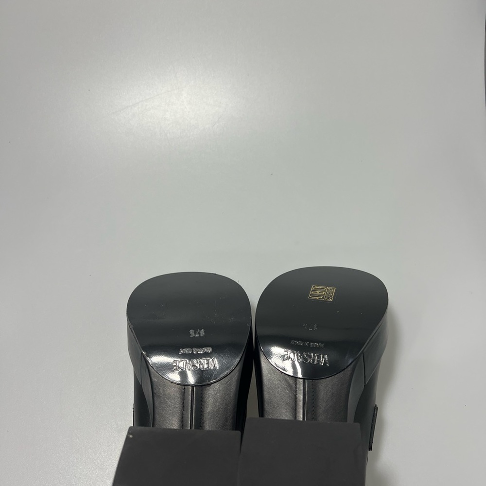 Versace Medusa-Head Leather Loafers Heels Black Women’s EU 37.5/US 7.5 - Picture 8 of 8